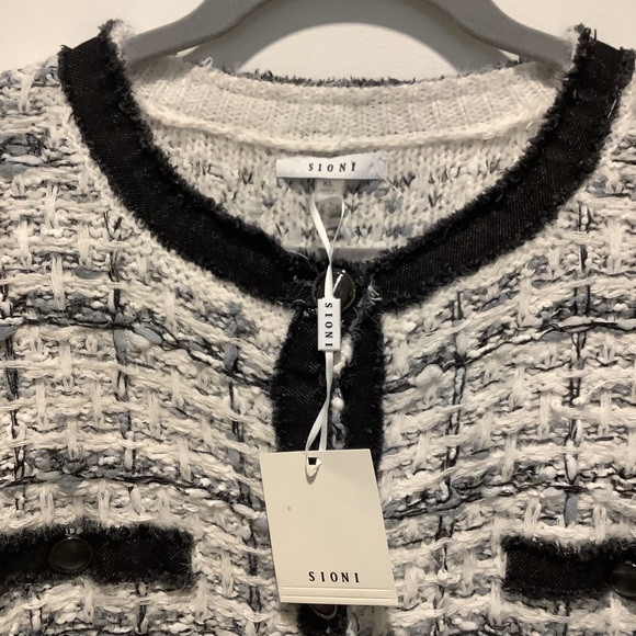 NEW Sioni Size XL Open Front Cardigan Businesses Sweater Black And White - Picture 4 of 6